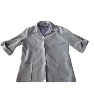 Vintage 80s Purple Pinstripe Button Up Tunic Top Cottagecore Pockets Sz 20